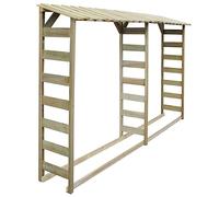 Kaloriko Double abri de Stockage du Bois en pin imprégné Vert 300 x 44 x 176 cm, Rangement extérieur pour bûches, granulés, Bois de Chauffage, cheminée et poêle, Structure aérée Durable