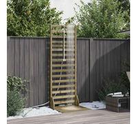 Kaloriko Douche d'extérieur 225 cm en Bois de pin imprégné et Acier Inoxydable, Hauteur réglable 201 à 225 cm, tête rotative, raccord G 1 2 pour Jardin, Piscine et Spa