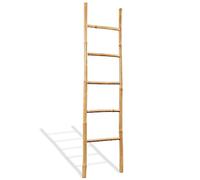 Kaloriko Échelle à Serviettes en Bambou autoportante 5 échelons 150 cm 40 x 150 cm, Porte Serviette, Rangement Suspendu, pour Bain Douche Toilette WC Cuisine lavabo Mur Placard
