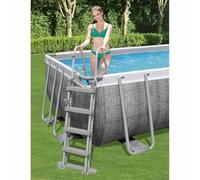 Kaloriko Échelle de Piscine Bestway Flowclear 4 marches 122 cm, Structure Tubulaire en métal résistant à la Corrosion, marches antidérapantes, poignées fermes