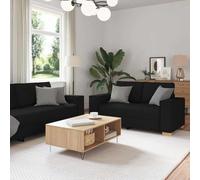 Kaloriko Ensemble canapé 2 pièces Tissu Noir 2 et 3 Places avec Coussins Mousse et Fibre Structure Bois métal pour Salon séjour Bureau Chambre Style scandinave Moderne Confortable