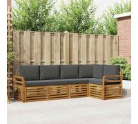 Kaloriko Ensemble canapé d'angle 5 pièces en Bois d'acacia Massif Naturel et Anthracite, modulable pour Salon et extérieur, Design Durable et Confortable, kit Complet pour séjour et Jardin