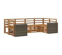 Kaloriko Ensemble canapé d'angle 6 pcs Bois d'acacia Massif Naturel 245x136,5x73 cm modulable pour Jardin terrasse Salon extérieur Design résistant Entretien Facile