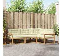 Kaloriko Ensemble canapé d'extérieur 3 pièces Blanc crème en Polyester modulable, mobilier Salon Jardin Complet avec Coussins Confortables pour Patio, terrasse et Espace détente