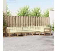 Kaloriko Ensemble canapé d'extérieur 4 pièces Blanc crème en Polyester avec Coussins modulables pour Jardin Patio et terrasse Design à Lattes Confortable Durable