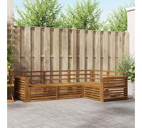 Kaloriko Ensemble canapé d'extérieur en Bois d'acacia Massif Naturel 4 pièces modulable Complet pour Jardin terrasse Salon séjour avec Rangement Pratique et Design harmonieux