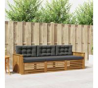 Kaloriko Ensemble canapé extérieur 3 pièces Bois d'acacia Naturel et Anthracite modulable avec Coussins Confortables pour terrasse Jardin Salon séjour Repas en Plein air