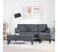 Kaloriko Ensemble canapé modulable 2 pièces Gris foncé en Polyester Velours avec méridienne et Pouf Confortable pour Salon séjour Moderne Style scandinave Convertible
