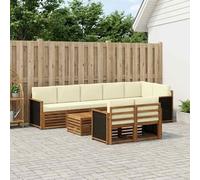 Kaloriko Ensemble canapé modulable en Bois d'acacia Massif pour Salon et Jardin, Meuble de séjour Complet avec Design à Lattes, idéal pour extérieur et Rangement, kit coordonné élégant