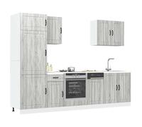 Kaloriko Ensemble d'armoires de Cuisine 7 pcs Lucca en Bois d'ingénierie Sonoma Gris avec Rangement spacieux Placard et étagère pour Salle à Manger et cellier