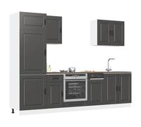 Kaloriko Ensemble d'armoires de Cuisine Kalmar 7 pcs Bois d'ingénierie Noir avec Rangement spacieux tiroir Porte Etagere pour Salle à Manger Salon et cellier