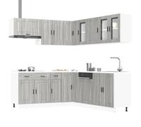 Kaloriko Ensemble d'armoires de Cuisine Porto Bois d'ingénierie Sonoma Gris 11 pcs avec Rangement spacieux, Pieds réglables, Panneaux Lave-Vaisselle, adapté pour Salle Manger Salon cellier