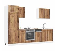 Kaloriko Ensemble de 7 Meubles de Cuisine en Bois d'ingénierie Vieilli Porto, Armoire, Buffet, vaisselier, Placard, étagère pour Rangement optimisé, tiroirs, Portes et espaces Multiples