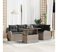Kaloriko Ensemble de canapé de Jardin en Poly rotin Gris avec Coussins modulables 6 pcs pour terrasse Balcon Patio extérieur Convivial Durable résistant aux intempéries