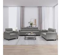Kaloriko Ensemble de canapés 3 pièces Gris foncé Tissu Microfibre canapé Convertible scandinave modulable avec Coussins pour Salon séjour Bureau Chambre Moderne
