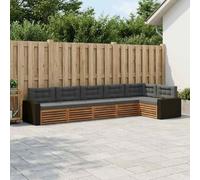 Kaloriko Ensemble de canapés d'extérieur 6 pièces en Bois d'acacia Naturel et Polyester Anthracite modulable Complet pour Jardin terrasse Salon détente