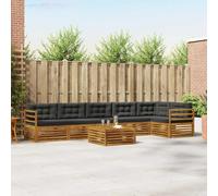 Kaloriko Ensemble de canapés d'extérieur 7 pcs en Bois d'acacia Massif Naturel et Anthracite Design modulable pour Jardin terrasse mobilier Salon séjour Complet kit coordonné
