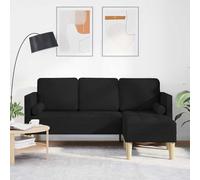 Kaloriko Ensemble de Canapés modulable Noir en Polyester avec Cadre Bois, 3 Places, Design Contemporain pour Salon, Banquette Convertible, méridienne réversible, Fauteuil Relax