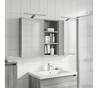 Kaloriko Ensemble de Meubles de Salle de Bain 3 pcs en Bois d'ingénierie 110 x 10,5 x 60,5 cm avec Miroir Double Face, éclairage LED USB, étagères suspendues et Rangement pour lavabo