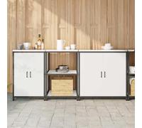 Kaloriko Ensemble de Rangement Cuisine HATTEM 3 pcs en Acier laminé à Froid Blanc avec 6 étagères, 4 Portes, Armoire Buffet et vaisselier pour Organisation Pratique, Meuble Polyvalent pour Salon