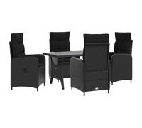 Kaloriko Ensemble de Repas extérieur 5 pièces en polyrotin Noir avec Table 120 x 70 cm et chaises réglables pour Salle à Manger Jardin terrasse, mobilier résistant aux intempéries