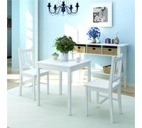 Kaloriko Ensemble de salle à manger 3 pièces en pin blanc avec table de 70 x 70 x 73,8 cm et 2 chaises de 41 x 47 x 86,5 cm, peu encombrant, robuste, pour petit-déjeuner, dîner, repas