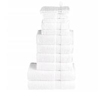 Kaloriko Ensemble de Serviettes SOLUND 12 pièces Blanc en Coton 600 g m2, Gant de Toilette, essuie Main, Serviette invité, Salle de Douche, Plage, Piscine, Spa, Absorbant et Lavable en Machine