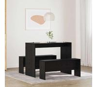 Kaloriko Ensemble de table 2 pièces aspect chêne noir en bois avec banc, pour salle à manger, peu encombrant, ensemble de meubles modernes pour salon et repas