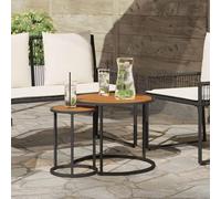 Kaloriko Ensemble de Tables Basses gigognes 2 pièces Bois d'acacia Naturel Cadre Acier Noir 55x55x45 cm Design empilable pour Salon séjour intérieur et extérieur Polyvalent