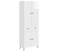 Kaloriko Ensemble Meuble Blanc Brillant modulaire avec 4 étagères 4 Portes et 1 tiroir pour Salon séjour Chambre Bureau, kit Complet de mobilier coordonné offrant Grand Rangement et flexibilité