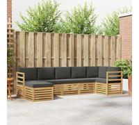 Kaloriko Ensemble Meuble de Salon d'extérieur modulable 7 pièces en Bois d'acacia Blanc et Anthracite avec Coussins Confortables kit Complet pour Jardin terrasse séjour