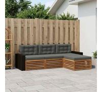 Kaloriko Ensemble Meuble d'extérieur 4 pièces en Bois d'acacia Naturel et Anthracite, modulable avec Coussins pour Salon Jardin terrasse, kit Complet pour séjour Confortable et Durable