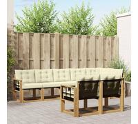 Kaloriko Ensemble Meuble mobilier d'extérieur 8 pcs en Bois d'acacia Massif Blanc crème, modulable et Complet pour Jardin terrasse séjour, kit coordonné avec Coussins Confortables et Rangement