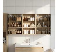 Kaloriko Ensemble Meuble Salle de Bain 3 pièces en Bois d'ingénierie 120 x 10,5 x 60,5 cm avec Miroir Double Face, éclairage LED USB, Rangement Suspendu Pratique, Design Compact et Fonctionnel