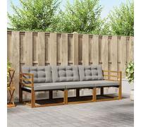 Kaloriko Ensemble Meuble Salon extérieur 3 pièces en Bois d'acacia Massif Gris Naturel Clair modulable avec Coussins Confortables pour terrasse Jardin