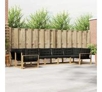Kaloriko Ensemble Meuble Salon extérieur modulable 7 pcs en Bois d'acacia Massif Blanc et Noir avec Coussins Confortables kit Complet idéal pour terrasse Jardin séjour
