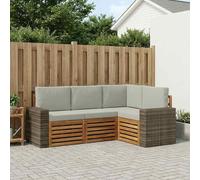 Kaloriko Ensemble Meuble Salon modulable 4 pcs en Bois d'acacia Massif avec Coussins Amovibles, Design Durable pour extérieur, kit Complet idéal pour Jardin, terrasse ou séjour Confortable