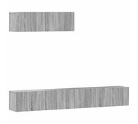 Kaloriko Ensemble Meuble TV 3 pièces Sonoma Gris Bois d'ingénierie, Support Mural Suspendu avec niches de Rangement, Buffet Armoire Console pour Salon séjour Chambre Bureau Design Fonctionnel