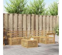 Kaloriko Ensemble mobilier Salon d'extérieur modulable 6 pièces en Bois d'acacia Blanc 59 x 59 x 37 cm kit Complet pour terrasse séjour et Jardin Confortable et Pratique