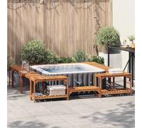 Kaloriko Entourage de Bain a remous Marron en Bois d Acacia Massif 255 x 255 x 55,5 cm, kit Complet pour Spa de Jardin, Utilisation exterieure, Design Moderne, Structure Durable