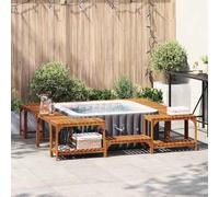 Kaloriko Entourage de Bain a remous Marron en Bois d'acacia Massif 230 x 230 x 55,5 cm kit Complet pour Piscine Spa Jacuzzi Entretien Nettoyage et Jardin Moderne