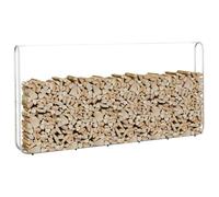 Kaloriko Étagère à bûches de cheminée en acier galvanisé - 300 x 25 x 150 cm - Grand support pour bois de chauffage pour jardin, terrasse, balcon - Avec étagère stable et protection contre la