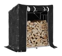 Kaloriko Étagère à bûches en acier galvanisé avec protection contre la pluie et fermeture éclair - 101 x 61 x 110,5 cm - Étagère en bois robuste pour bois de cheminée, rangement du bois de chauffage