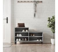 Kaloriko Étagère à chaussures gris Sonoma - 102 x 36 x 60 cm - En bois avec 5 compartiments - Pieds en métal - Peu encombrant - Empilable - Organiseur pour couloir, vestiaire, garde-robe, rangement