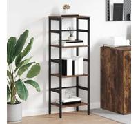 Kaloriko Étagère chêne fumé en Bois d'ingénierie 40 x 29,5 x 115 cm avec Cadre Acier Robuste 3 étagères pour Rangement Livres décorations Bureau Salon Chambre