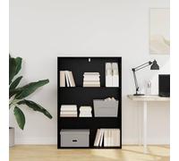 Kaloriko Étagère chêne Noir 80 x 30 x 114 cm Bois d'ingénierie avec 4 Compartiments, Meuble Rangement Salon Bureau Chambre, rayonnage Mural Solide et élégant pour Livres, décorations