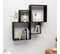 Kaloriko Étagère cubique noire en bois - 80 x 15 x 78,5 cm - Étagère murale suspendue avec étagère ouverte pour livres, décoration, espace de rangement dans le salon, la chambre à coucher, la cuisine