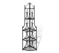 Kaloriko Étagère d’Angle pour Plantes Noire, Support tuteur en Acier, Treillis 5 Niveaux, Arceau décoratif 160 cm, Grille pour Lierre Tomate Rosier, intérieur extérieur Balcon terrasse