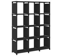 Kaloriko Étagère d'affichage 12 Cubes en Tissu Noir 103x30x141 cm Meuble de Rangement modulable avec Compartiments pour bibliothèque, classeur, Objets déco Salon Bureau Chambre