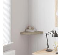 Kaloriko Étagère d'angle Flottante chêne MDF 35x35x3,8 cm avec Support métal Invisible, Tablette Murale de Rangement Design pour Salon Chambre Bureau, décoration et Pratique
